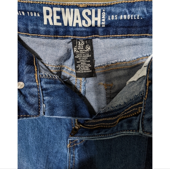 Rewash wide leg women jeans distressed washed mid rise size 13 relaxed - Picture 4 of 7